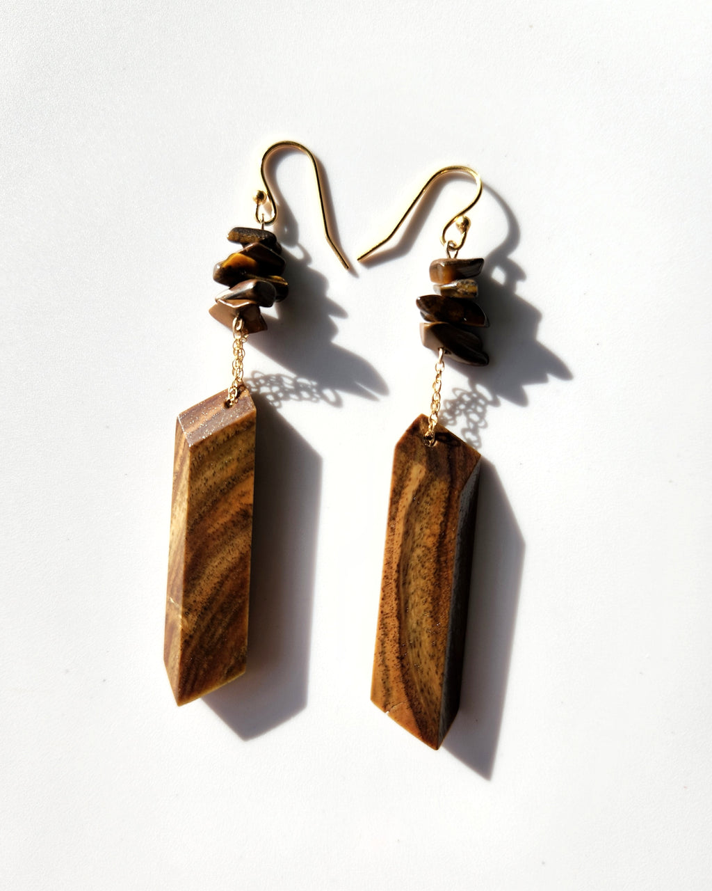 Thin Guayacán & Tiger Eye  Earrings