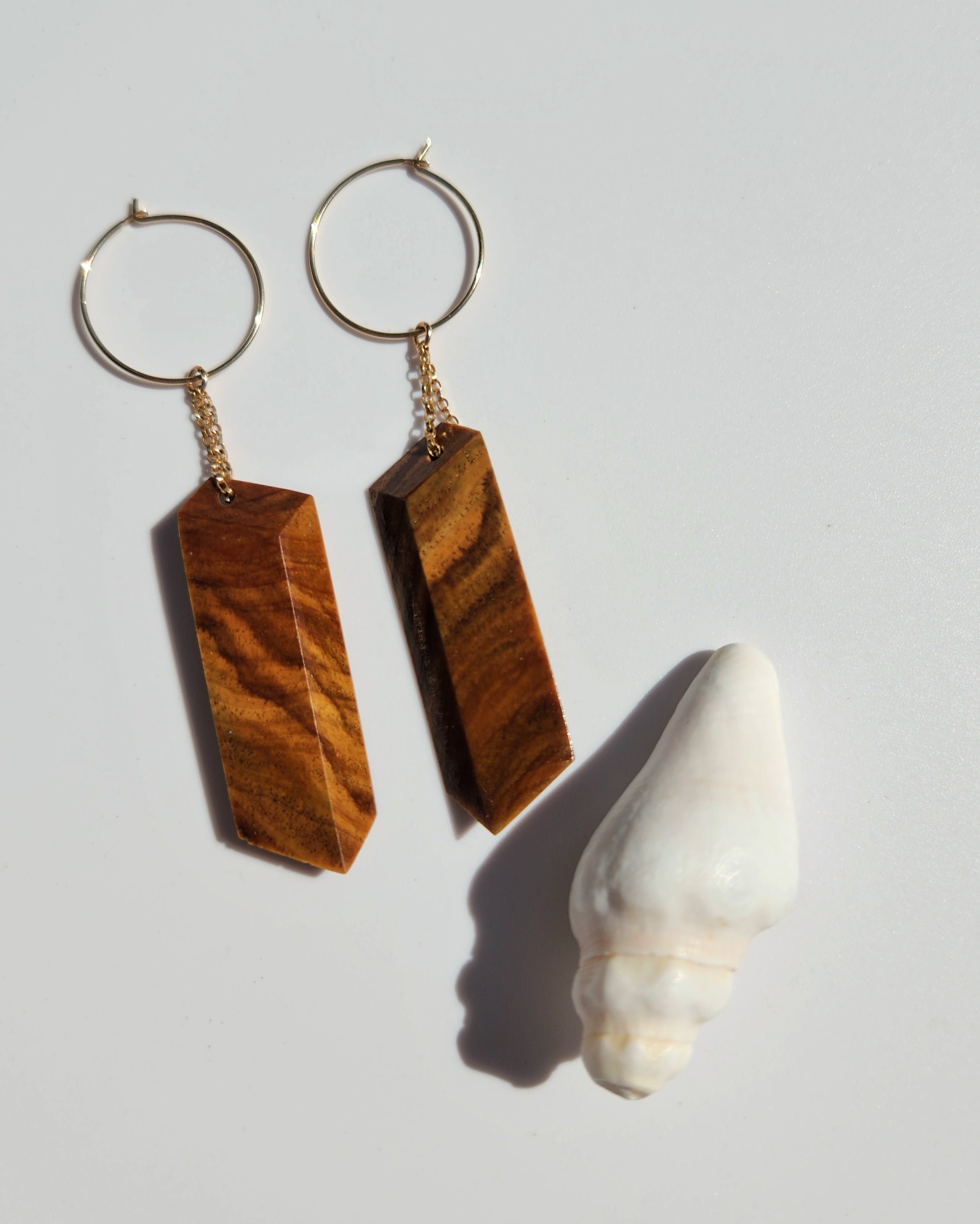 Thin Guayacán Earrings Hoop